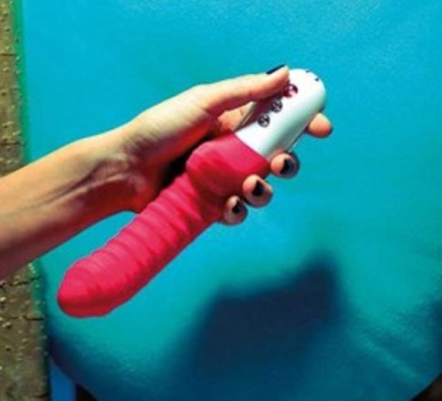 Вибратор "Fun Factory Tiger G5" малиновый, силикон, рельефный, с клиторальным стимулятором, перезаря Интим Хаус