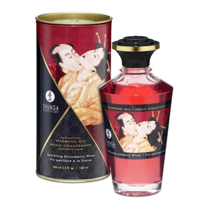 Масло массажное "Shunga" шампанское и клубника, для оральных ласк, горячее, сладкое, съедобное Интим Хаус