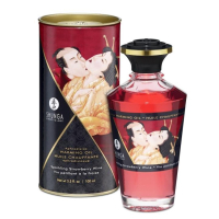 Масло массажное "Shunga" шампанское и клубника, для оральных ласк, горячее, сладкое, съедобное - Фотография №1