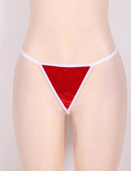 Корсет снегурочки красный бархатный с белой опушкой и черным бантом 46 - Фотография №2