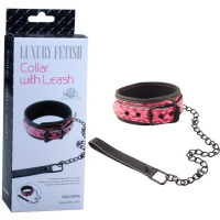 Ошейник черно-розовый с поводком "Erokay" Интим Хаус