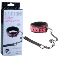 Ошейник черно-розовый с поводком "Erokay" - Фотография №1