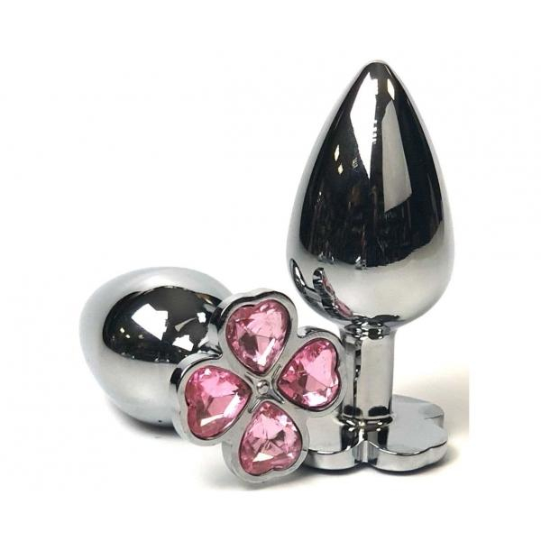Пробка "Ювелир" металлическая клевер, розовый кристалл размер L - Фотография №1