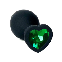 Пробка "Ювелир" силиконовая сердце, зеленый кристалл размер М Интим Хаус