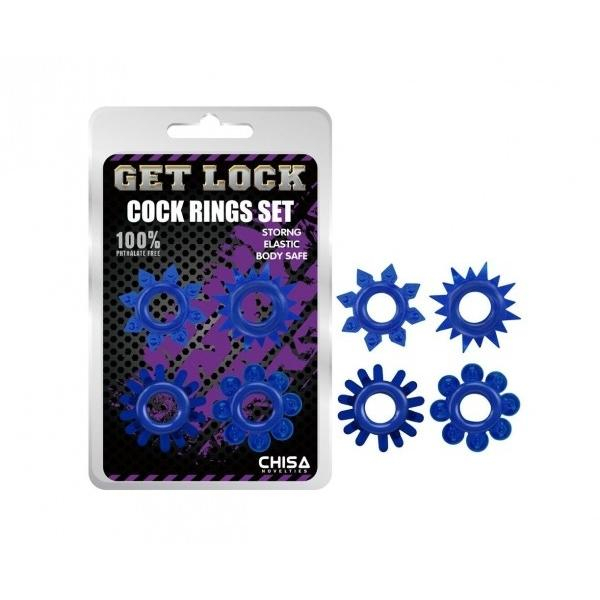Набор синих колец на член "Get Lock". - Фотография №1