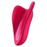 Дизайнерский вибратор красный изогнутый "Satysfter" High Fly - Фотография №3