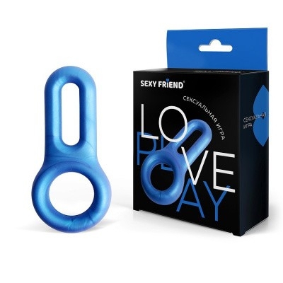 Приятное Кольцо для эрекции с подхватом мошонки "Sexy Friend" Play синее Интим Хаус