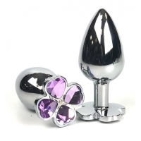 Пробка металлическая с сиреневыми кристаллами "Клевер" L - Фотография №2