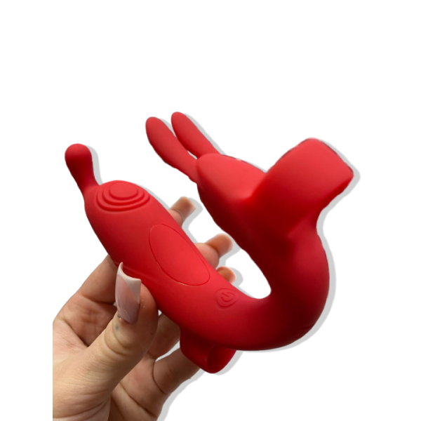 Силиконовый вибратор на пальчики с клиторальным стимулятором "Finger G spot" красный - Фотография №3