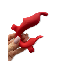 Силиконовый вибратор на пальчики с клиторальным стимулятором "Finger G spot" красный - Фотография №4