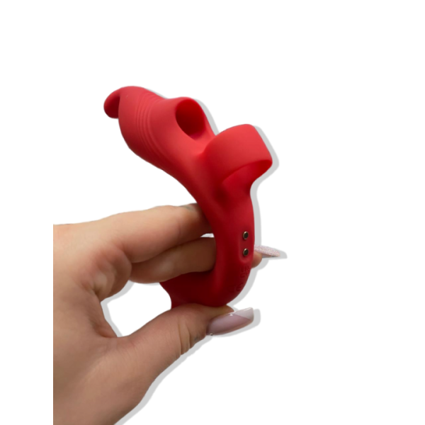 Силиконовый вибратор на пальчики с клиторальным стимулятором "Finger G spot" красный - Фотография №7