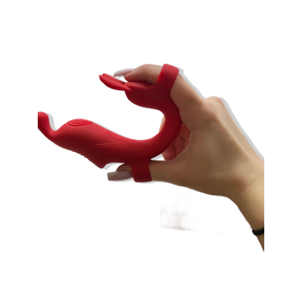 Силиконовый вибратор на пальчики с клиторальным стимулятором "Finger G spot" красный - Фотография №8