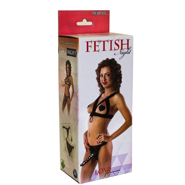 Страпон с комплектом белья "Fetish" трусики для страпона с насадкой, лиф и пэстисы - Фотография №1