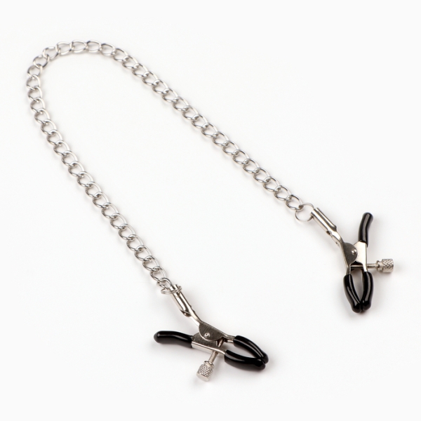 Зажимы для сосков "БДСМ" с черными силиконовыми наконечниками - Фотография №4