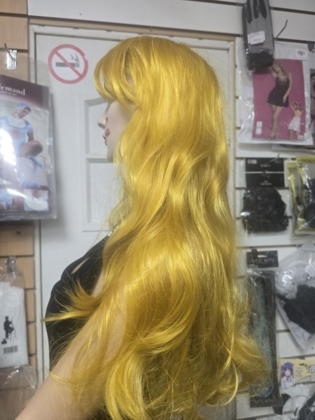 Парик длинные волнистые волосы золотисто-желтый - Фотография №2