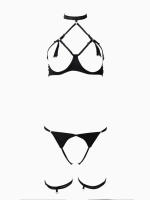 Бюст на косточках с кисточками трусики и стринги-джоки с доступом, гартеры 2 шт - Фотография №2