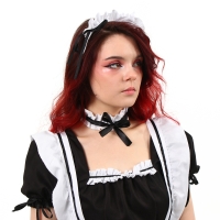 Костюм "Милая горничная" платье, фартук, подвязки на ноги, чулочки,манжеты, чокер и ободок р 44-46 - Фотография №5