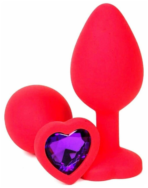 Пробка "Ювелир" силикон красная с фиолетовым кристаллом - Фотография №1