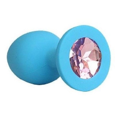 Пробка "Ювелир" силиконовая голубая с розовым кристаллом Интим Хаус