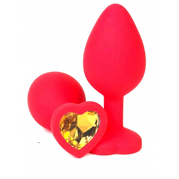 Пробка "Ювелир" силиконовая красная с оранжевым кристаллом - Фотография №1