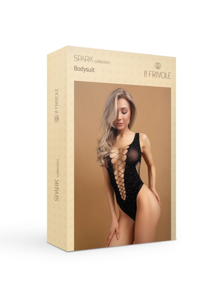 Черное боди со множеством страз Aurora Borealis "Le Frivole" - Фотография №6