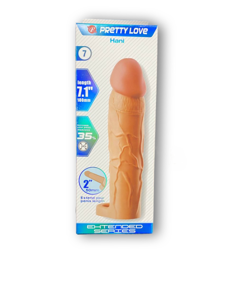 Насадка "Pretty Love" Hani телесная с подхватом на мошонку удлиннение на 50 мм - Фотография №4