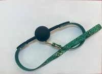 Кляп черный не дышащий, силикон ремешок зеленый под змею - Фотография №3