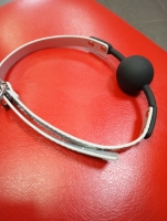 Кляп черный силикон не дышащий ремешок с узором под змею - Фотография №2