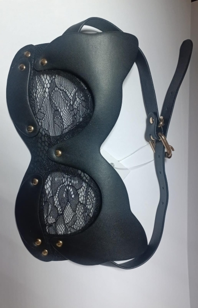 Маска кошечки Маска кошечки на глаза черная с кружевной сеточкой - Фотография №2