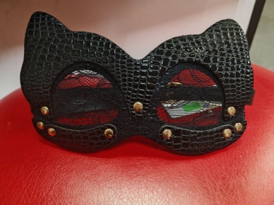 Маска кошечки на глаза черная с кружевной сеточкой Интим Хаус