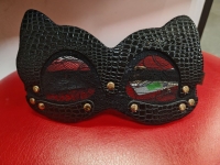 Маска кошечки на глаза черная с кружевной сеточкой Интим Хаус