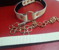 Ошейник с поводком бежевый - Фотография №2