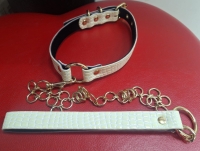 Ошейник с поводком бежевый - Фотография №3