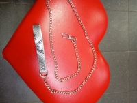 Поводок серебрянная цепь, ручка узор под змею Интим Хаус