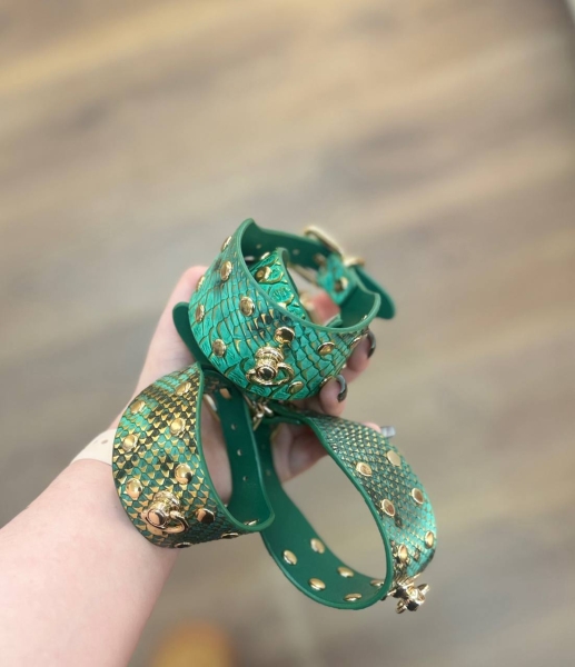 Фиксация зеленая под змею, крестовая с оковами и поножами - Фотография №1