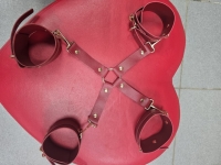 Фиксация крестовая оковы и поножи с золотой фурнитурой "Бордо" Интим Хаус