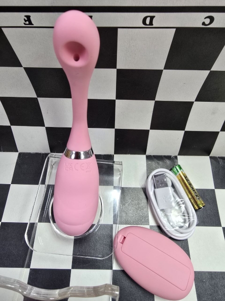 Вибро яичко вагинальное анатомичное "Мышка" с клиторальным подвижным хвостиком - Фотография №1