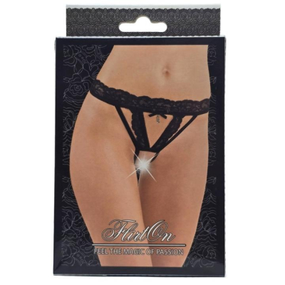 Трусики "FlirtOn" черные с тонкими лентами по бокам, 50-52 Интим Хаус