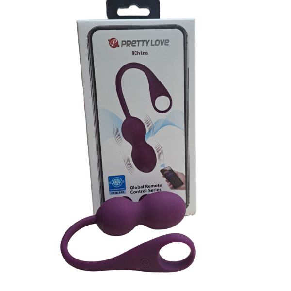 Вагинальные шарики "Pretty Love" Elvira фиолетовые двойные с вибро - Фотография №1