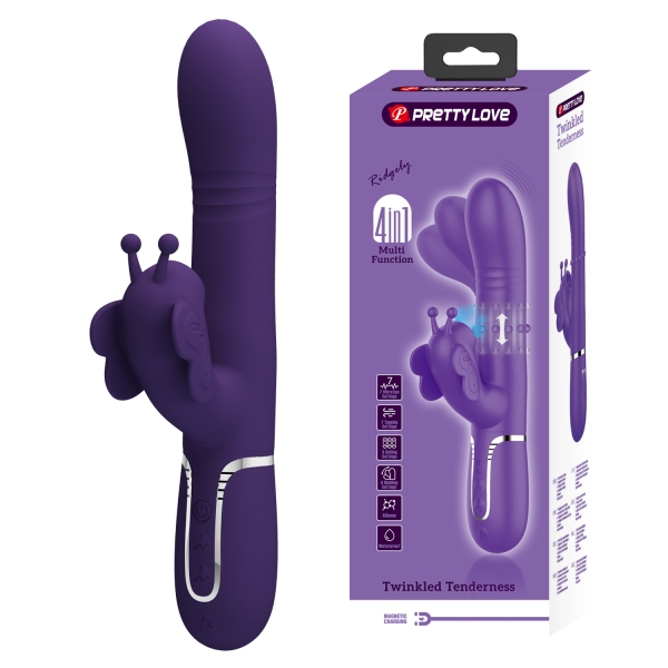 Вибратор "Pretty Love" фиолетовый с  сосущим клиторальным стимулятором - Фотография №3