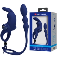 Виброкольцо с клиторальным стимулятором и анальной цепочкой  "Pretty Love" Интим Хаус