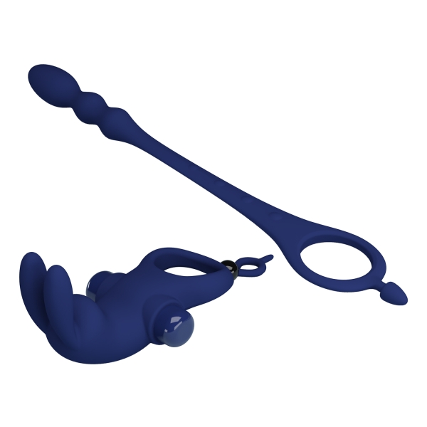 Виброкольцо с клиторальным стимулятором и анальной цепочкой  "Pretty Love" - Фотография №5