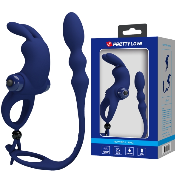Виброкольцо с клиторальным стимулятором и анальной цепочкой  "Pretty Love" - Фотография №1