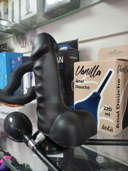 Фаллоимитатор черный маленький с увеличением объема - Фотография №2