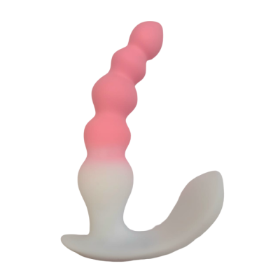 Анальная елочка из замшевого силикона "I-Moon" бело-розовая Интим Хаус