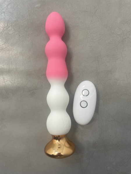 Анальная елочка "I-Moon" длинная бело- розовое амбре перезаряжаемая на д\у - Фотография №1