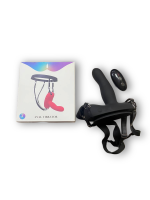 Страпон на ремнях "I- Moon" перезаряжаемый черный с активной головкой на д\у - Фотография №1