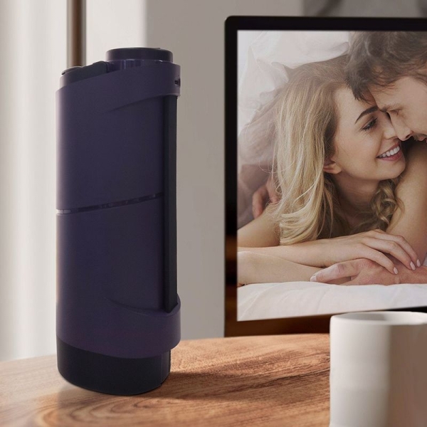 Мастурбатор автоматический фиолетовый корпус с поступательными движениями - Фотография №4