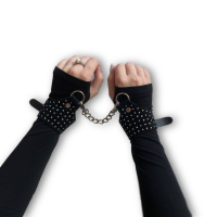 Набор "BDSM Arsenal" ошейник и наручники со стразами - Фотография №2