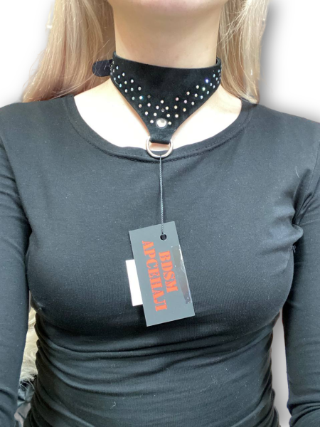 Набор "BDSM Arsenal" ошейник и наручники со стразами - Фотография №4
